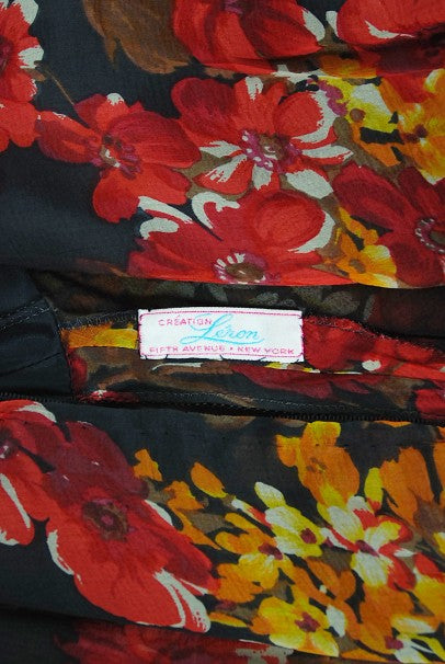1970's Lron Creation Floral Sheer Silk Chiffon Maxi Dress & Jacket 1970's Lron Creation Floral Sheer Silk Chiffon Maxi Dress & Jacket