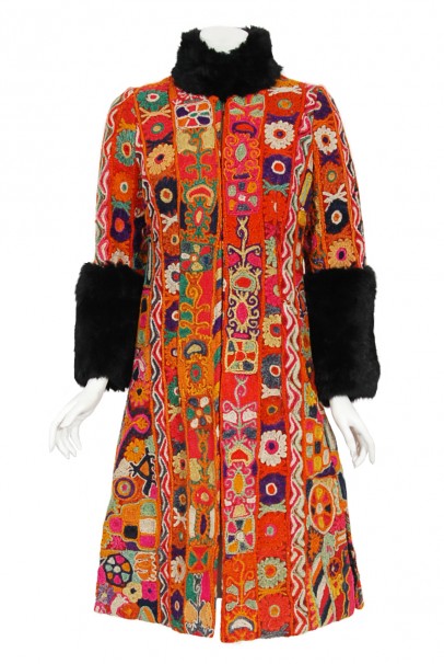 1969 Thea Porter Couture Rare 'Samawa' Embroidered Wool Documented Coat