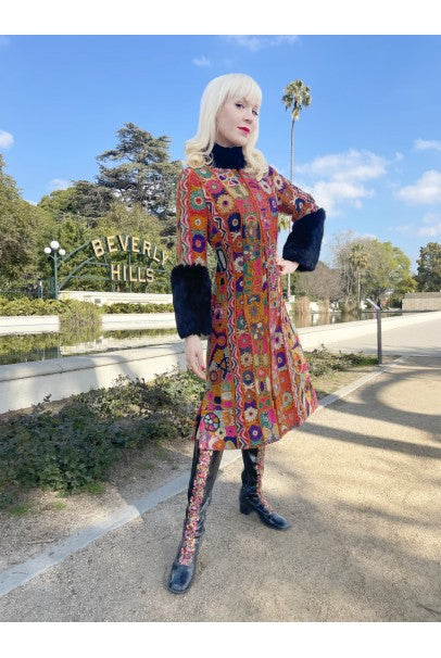 1969 Thea Porter Couture Rare 'Samawa' Embroidered Wool Documented Coat