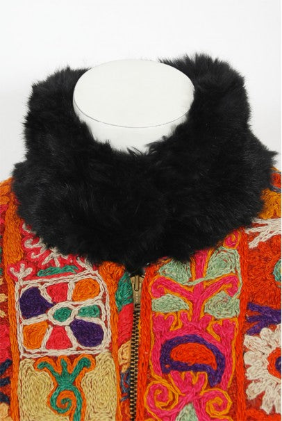 1969 Thea Porter Couture Rare 'Samawa' Embroidered Wool Documented Coat