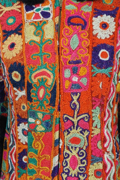 1969 Thea Porter Couture Rare 'Samawa' Embroidered Wool Documented Coat