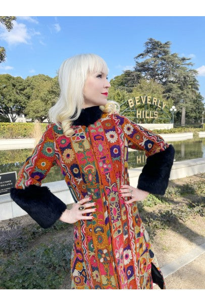 1969 Thea Porter Couture Rare 'Samawa' Embroidered Wool Documented Coat