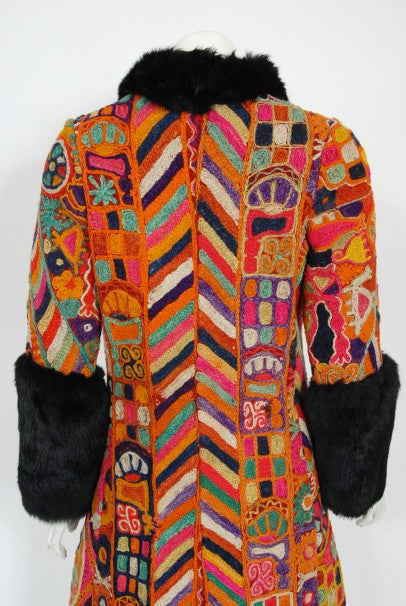 1969 Thea Porter Couture Rare 'Samawa' Embroidered Wool Documented Coat