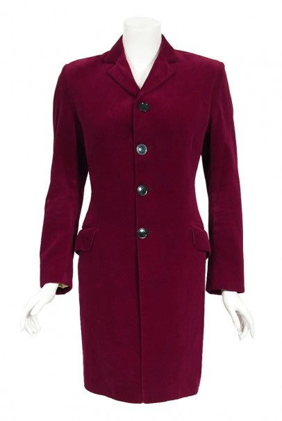 1970&#39;s Granny Takes a Trip Documented Merlot Red Velvet Blazer Jacket