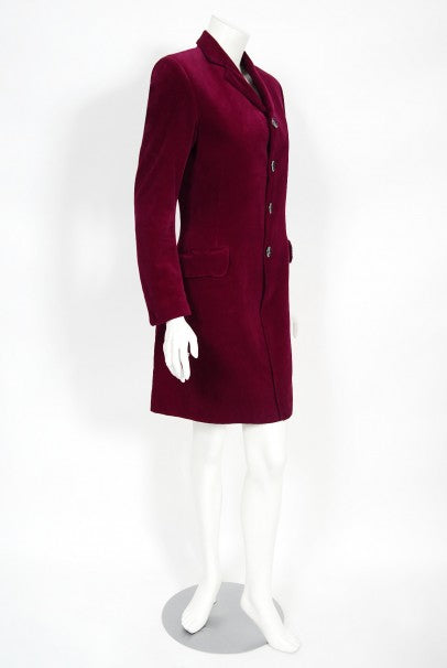 1970&#39;s Granny Takes a Trip Documented Merlot Red Velvet Blazer Jacket