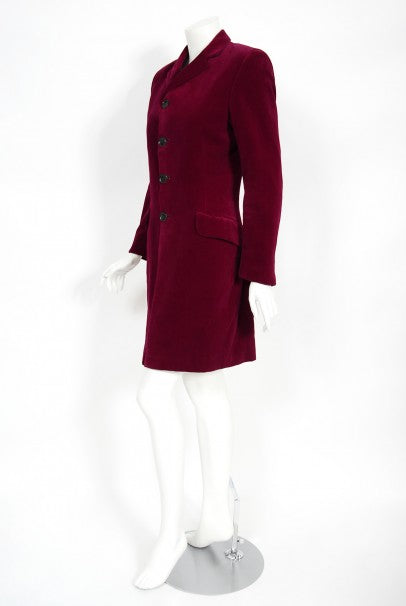 1970&#39;s Granny Takes a Trip Documented Merlot Red Velvet Blazer Jacket