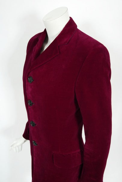 1970's Granny Takes a Trip Documented Merlot Red Velvet Blazer Jacket