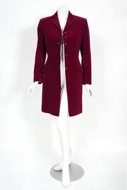 1970's Granny Takes a Trip Documented Merlot Red Velvet Blazer Jacket