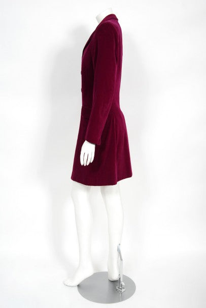 1970&#39;s Granny Takes a Trip Documented Merlot Red Velvet Blazer Jacket