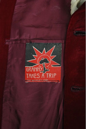 1970's Granny Takes a Trip Documented Merlot Red Velvet Blazer Jacket
