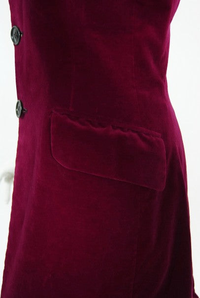 1970&#39;s Granny Takes a Trip Documented Merlot Red Velvet Blazer Jacket