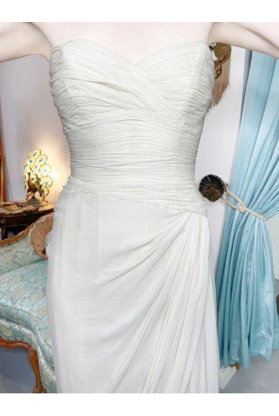 1955 Jean Dessès Haute Couture Ivory Silk Chiffon Strapless Draped Gown