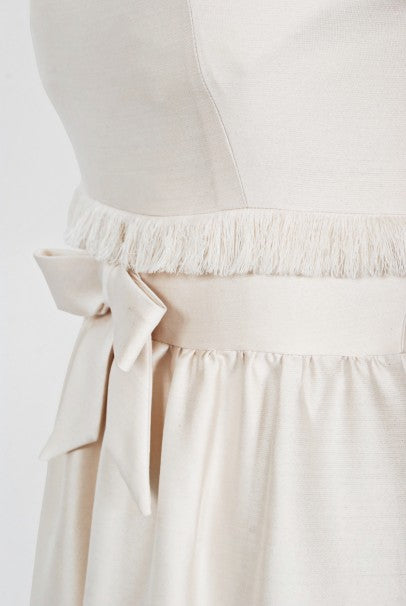 1960&#39;s Aurore Paris Couture Ivory Silk Nipped-Waist Bow Bridal Gown