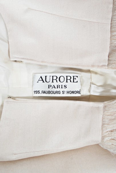 1960&#39;s Aurore Paris Couture Ivory Silk Nipped-Waist Bow Bridal Gown