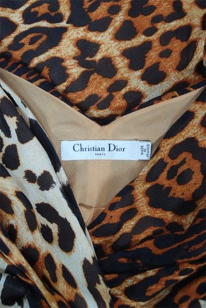 2008 Christian Dior by Galliano Leopard Print Silk Beaded Fringe Dress