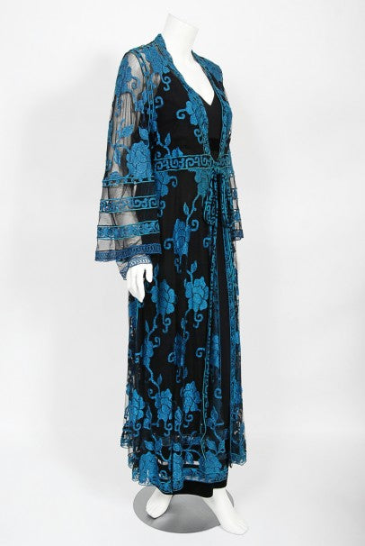 1994 Chloé by Karl Lagerfeld Runway Embroidered Roses Sheer Net