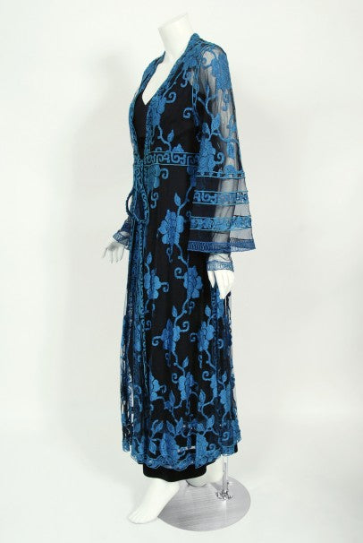 1994 Chloé by Karl Lagerfeld Runway Embroidered Roses Sheer Net Gown -  Timeless Vixen