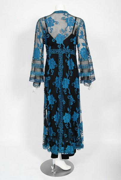 1994 Chlo by Karl Lagerfeld Runway Embroidered Roses Sheer Net Gown - Timeless Vixen 1994 Chlo by Karl Lagerfeld Runway Embroidered Roses Sheer Net Gown - Timeless Vixen
