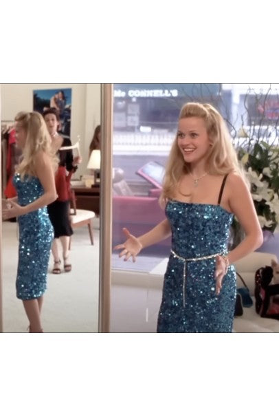 2000 Dolce &amp; Gabbana &#39;Legally Blonde&#39; Blue Sequin Bodycon Bra Mini Dress