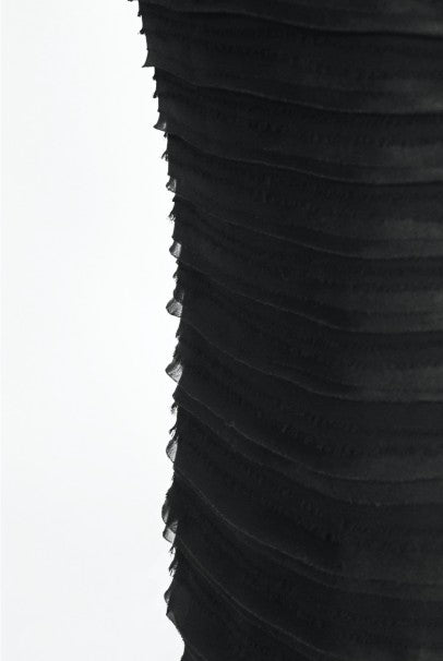 2011 Oscar de la Renta Runway Black Ruched Silk Hourglass Trained Mermaid Gown