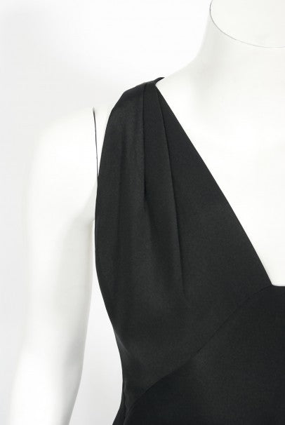 1994 Philippe Venet Couture Black Silk Asymmetric Cut Out Bias-Cut Gown