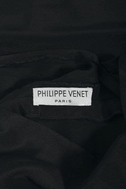 1994 Philippe Venet Couture Black Silk Asymmetric Cut Out Bias-Cut Gown