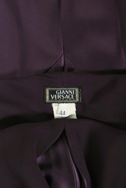 1998 Gianni Versace Couture Purple Silk Halter Bias-Cut Sculpted Gown