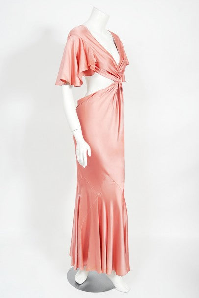 alexander mcqueen pink dress S/S 2008 Hot Strapless Silk Outfit 2 Alexander McQueen Square Neckline Long