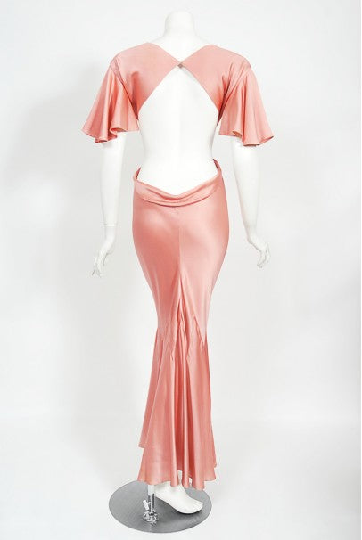 2004 Alexander McQueen Lifetime Runway Pink Silk Cut-Out Ruffle Gown 2004 Alexander McQueen Lifetime Runway Pink Silk Cut-Out Ruffle Gown