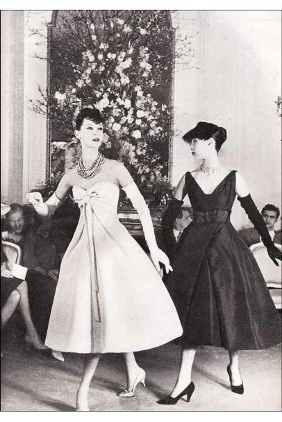 1956 Christian Dior Haute Couture Documented Black Silk &#39;New Look&#39; Dress