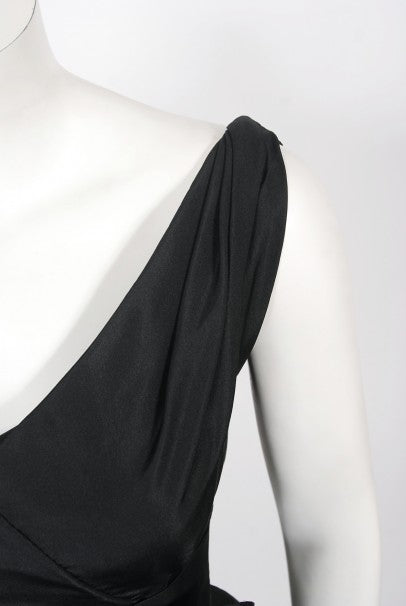1956 Christian Dior Haute Couture Documented Black Silk &#39;New Look&#39; Dress