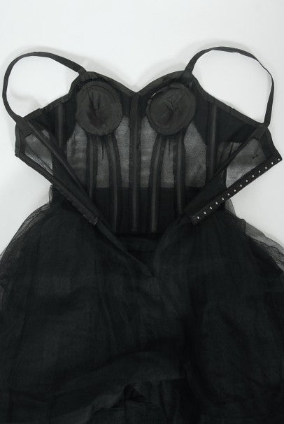 1956 Christian Dior Haute Couture Documented Black Silk &#39;New Look&#39; Dress