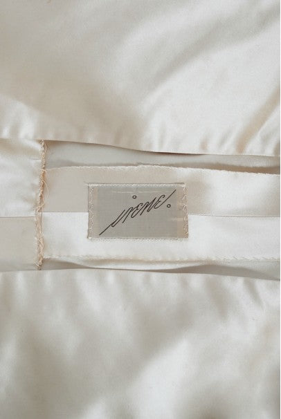 1940&#39;s Irene Lentz Couture Cream Silk Sculpted Asymmetric Bustier Gown