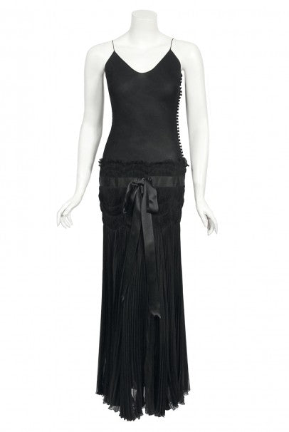 2004 Christian Dior by Galliano Sheer Silk Pleated Bias-Cut Slip