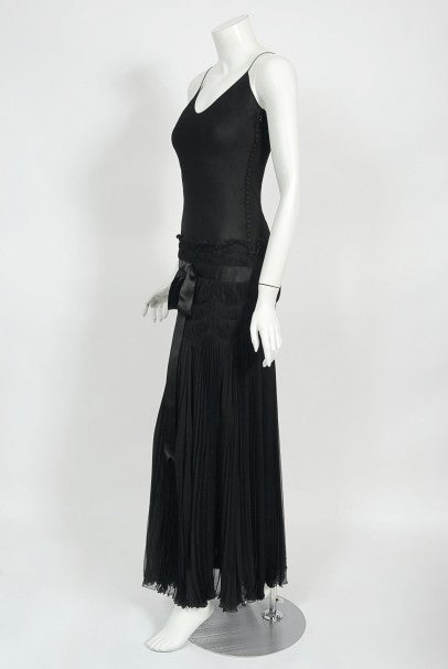 2004 Christian Dior by Galliano Sheer Silk Pleated Bias-Cut Slip Gown