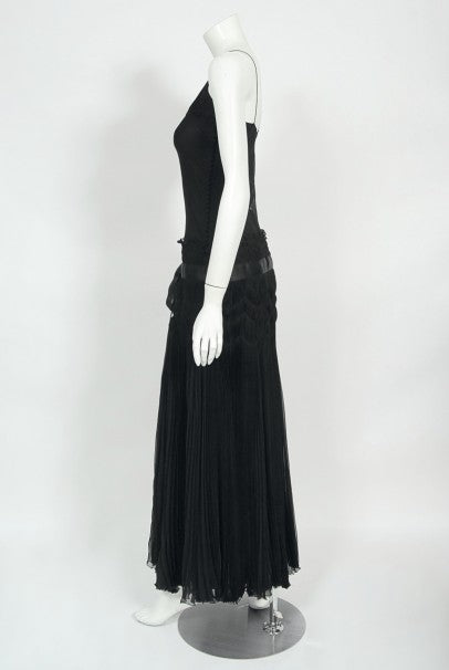 2004 Christian Dior by Galliano Sheer Silk Pleated Bias-Cut Slip Gown