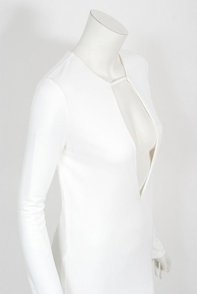 1996 Gucci by Tom Ford Runway White Stretch Jersey Cut-Out Plunge Gown