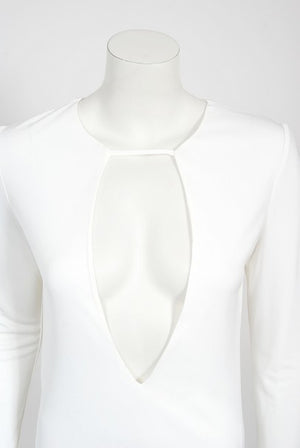 1996 Gucci by Tom Ford Runway White Stretch Jersey Cut-Out Plunge Gown