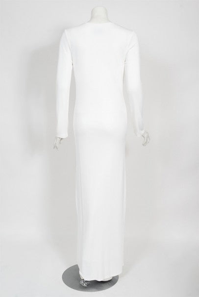1996 Gucci by Tom Ford Runway White Stretch Jersey Cut-Out Plunge Gown