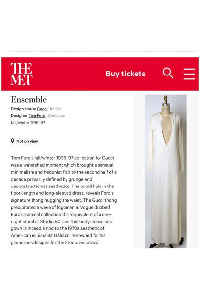 1996 Gucci by Tom Ford Runway White Stretch Jersey Cut-Out Plunge Gown