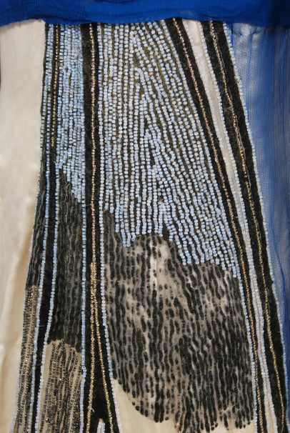 1912 Worth Haute Couture Beaded Butterfly Motif Silk Gown &amp; Headpiece