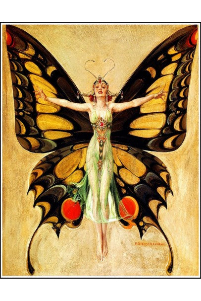 1912 Worth Haute Couture Beaded Butterfly Motif Silk Gown &amp; Headpiece