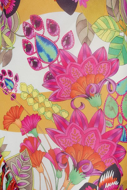 2005 Christian Dior by John Galliano Colorful Floral Silk Bias-Cut Dress