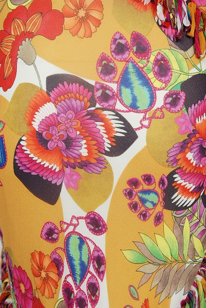 2005 Christian Dior by John Galliano Colorful Floral Silk Bias-Cut Dress