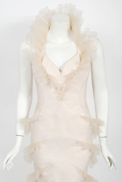 1992 Thierry Mugler Couture Stretch Silk &amp; Tulle Bustier Hourglass Gown