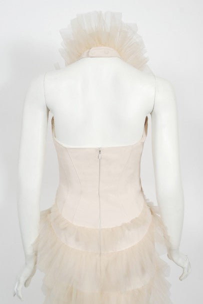 1992 Thierry Mugler Couture Stretch Silk &amp; Tulle Bustier Hourglass Gown