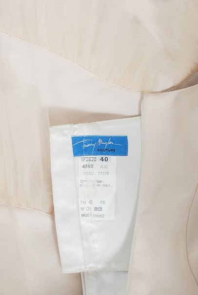 1992 Thierry Mugler Couture Stretch Silk &amp; Tulle Bustier Hourglass Gown