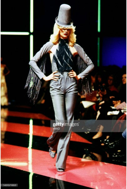 1998 Alexander McQueen for Givenchy Runway Silk Fringed Halter Pantsuit
