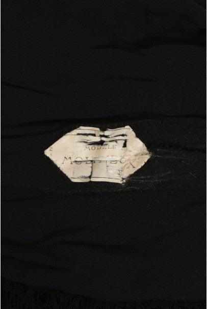 1930&#39;s Molyneux Haute Couture Black Lace Winged Sleeve Bias-Cut Gown