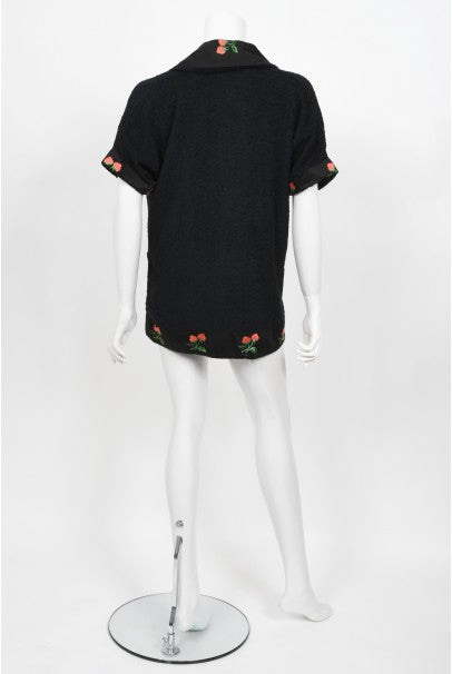 1950&#39;s Jantzen Embroidered Novelty Strawberries Swimsuit &amp; Cover Up